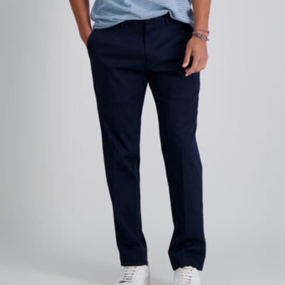 Haggar Men Premium No Iron Khaki Straight Fit & Slim Fit Flat Front Casual Pant